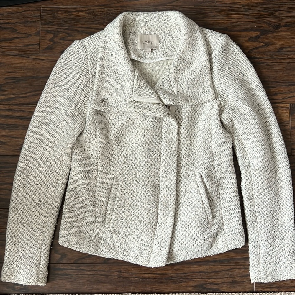 Moto style grey zip sweater